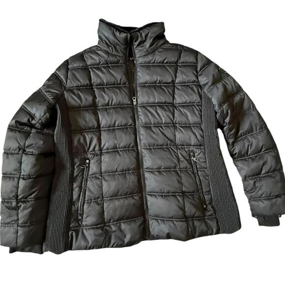 Nautica Black Quilted Puffer Jacket with Ribbed Sides Women’s Large - Picture 1 of 7